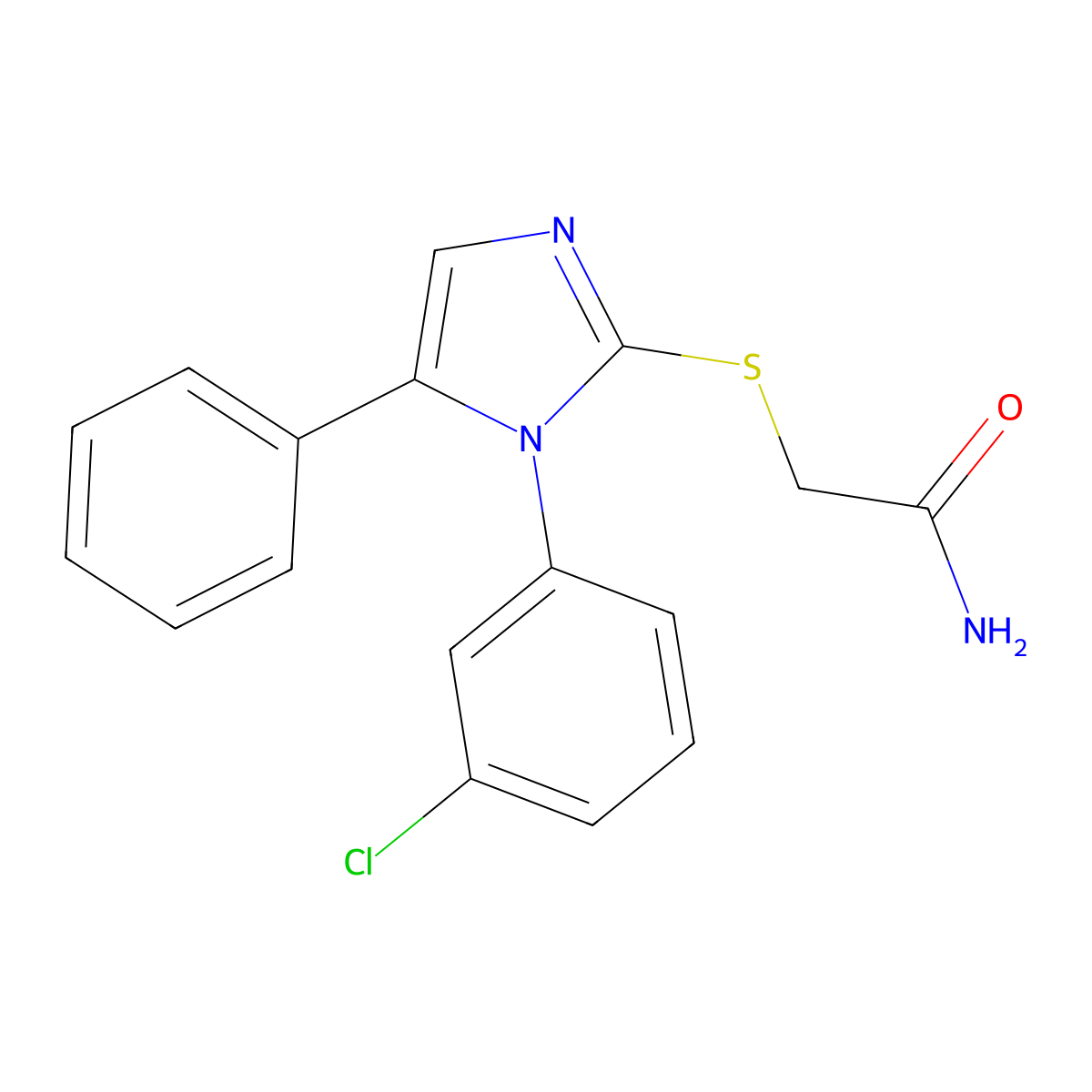 2-{[1-(3-chlorophenyl)-5-phenyl-1H-imidazol-2-yl]sulfanyl}acetamide molecular structure, CAS 1014195-98-2