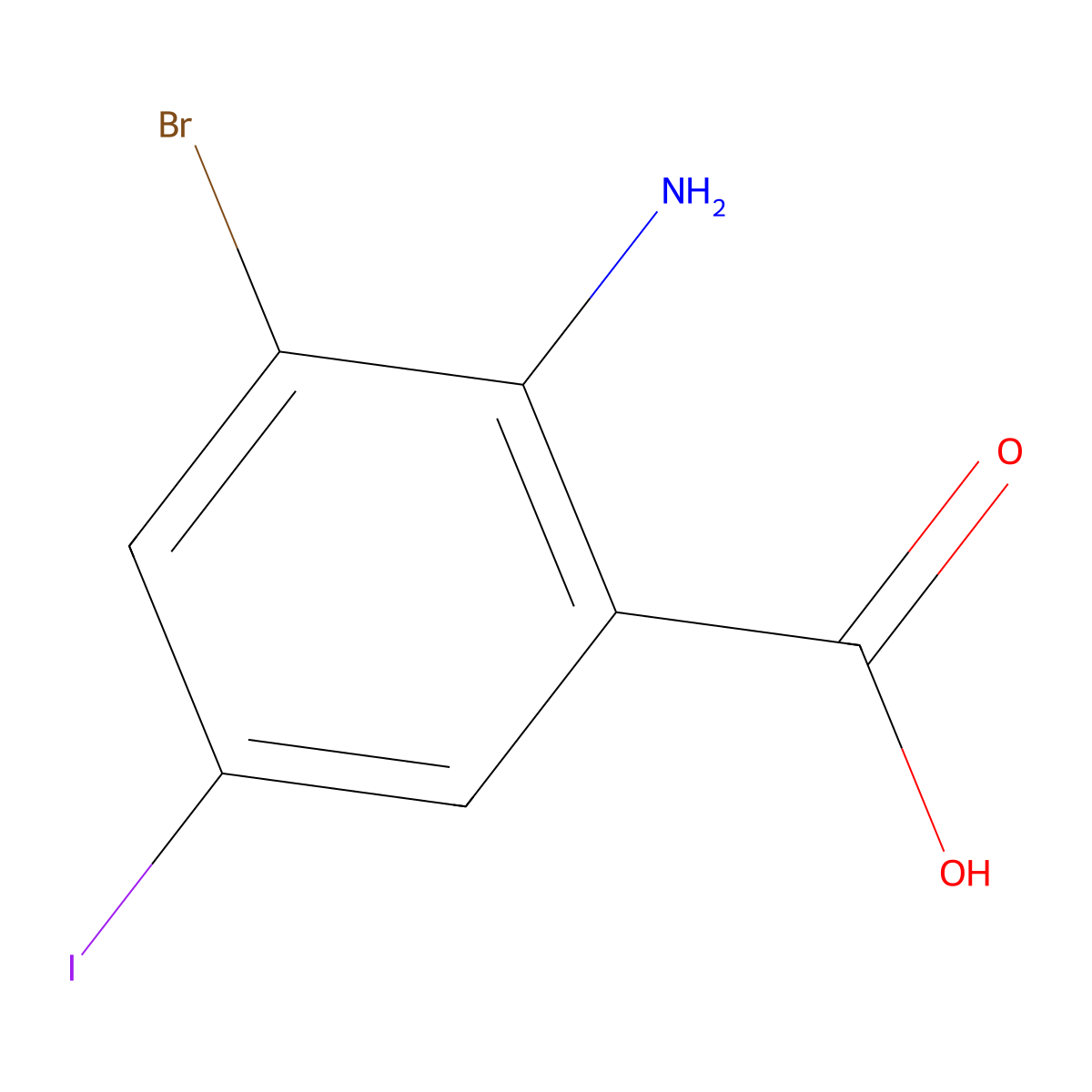 2-Amino-3-bromo-5-iodobenzoic acid molecular structure, CAS 101421-33-4