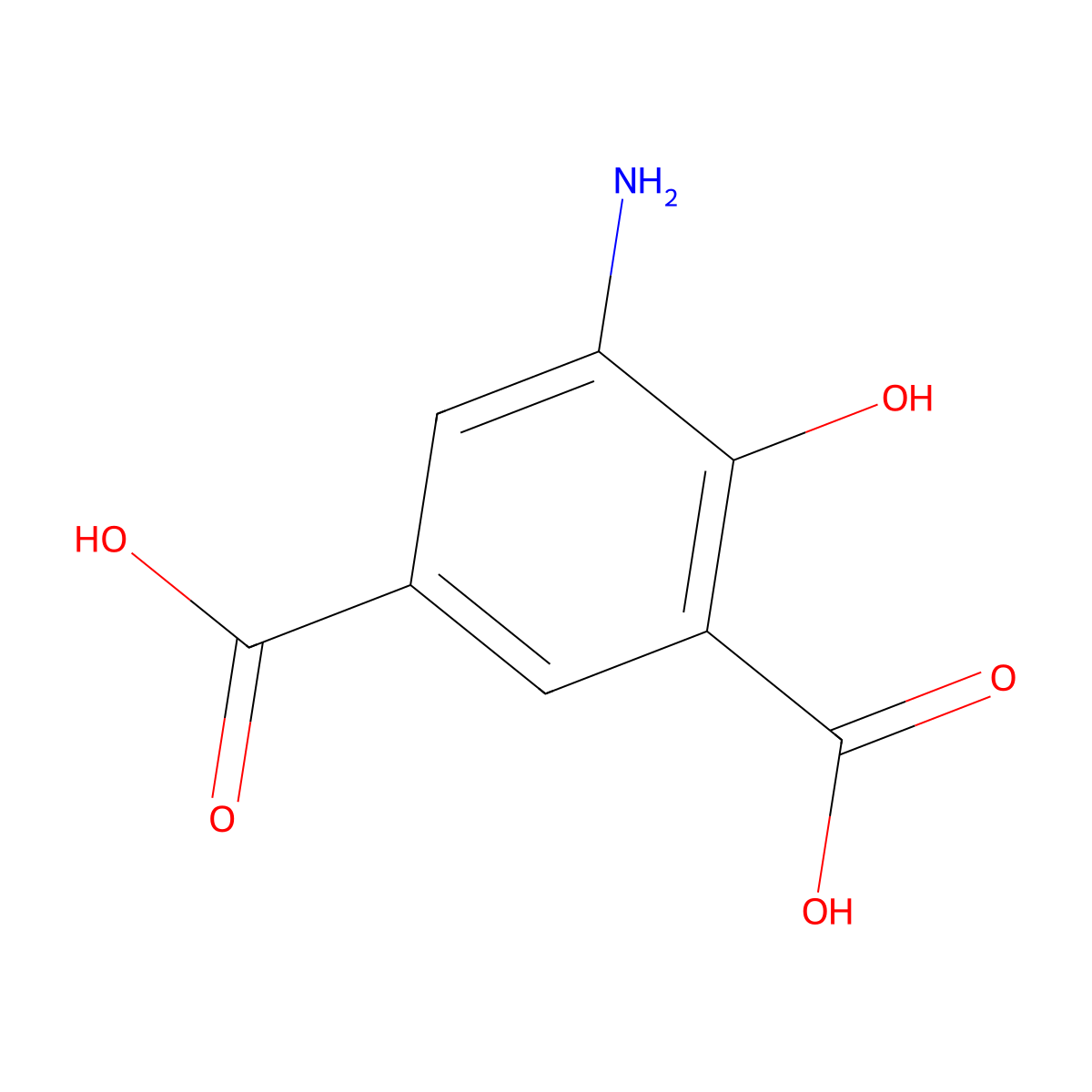 5-Amino-4-hydroxybenzene-1,3-dicarboxylic acid molecular structure, CAS 101421-79-8