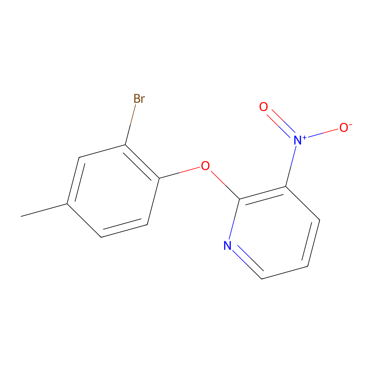 2-(2-Bromo-4-methylphenoxy)-3-nitropyridine molecular structure, CAS 1014239-59-8