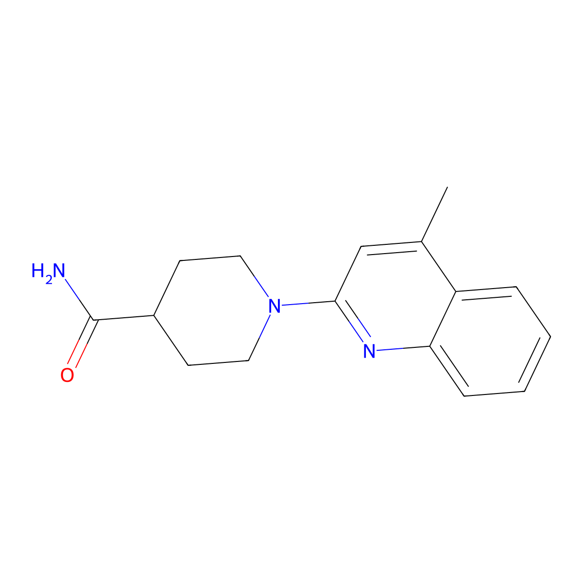 1-(4-Methylquinolin-2-yl)piperidine-4-carboxamide molecular structure, CAS 101424-02-6