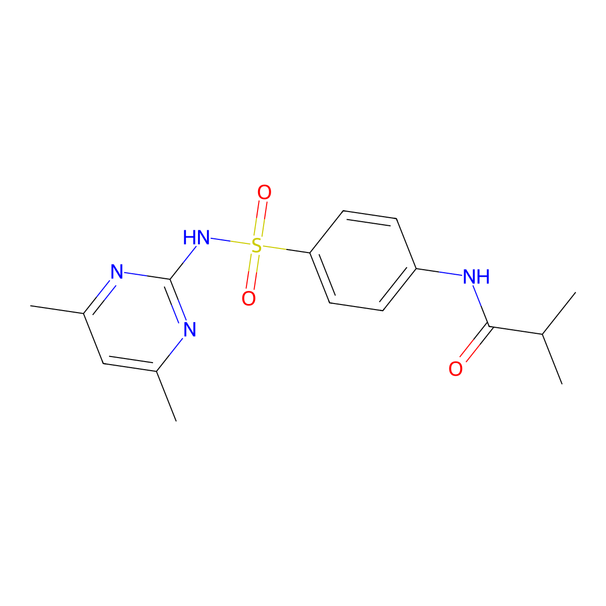 N-[4-(4,6-Dimethyl-pyrimidin-2-ylsulfamoyl)-phenyl]-isobutyramide molecular structure, CAS 101428-42-6