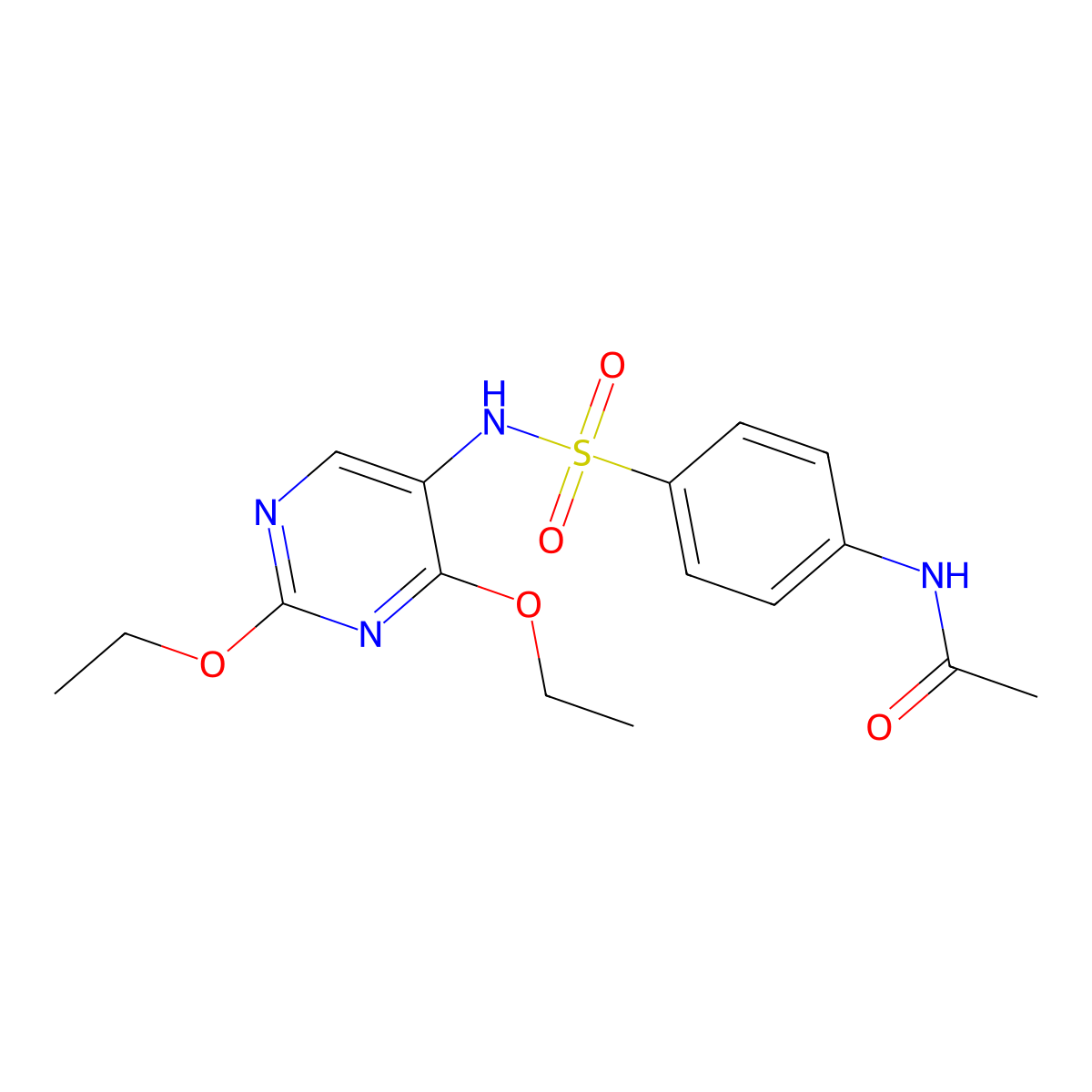 N-(4-(N-(2,4-diethoxypyrimidin-5-yl)sulfamoyl)phenyl)acetamide molecular structure, CAS 101428-74-4