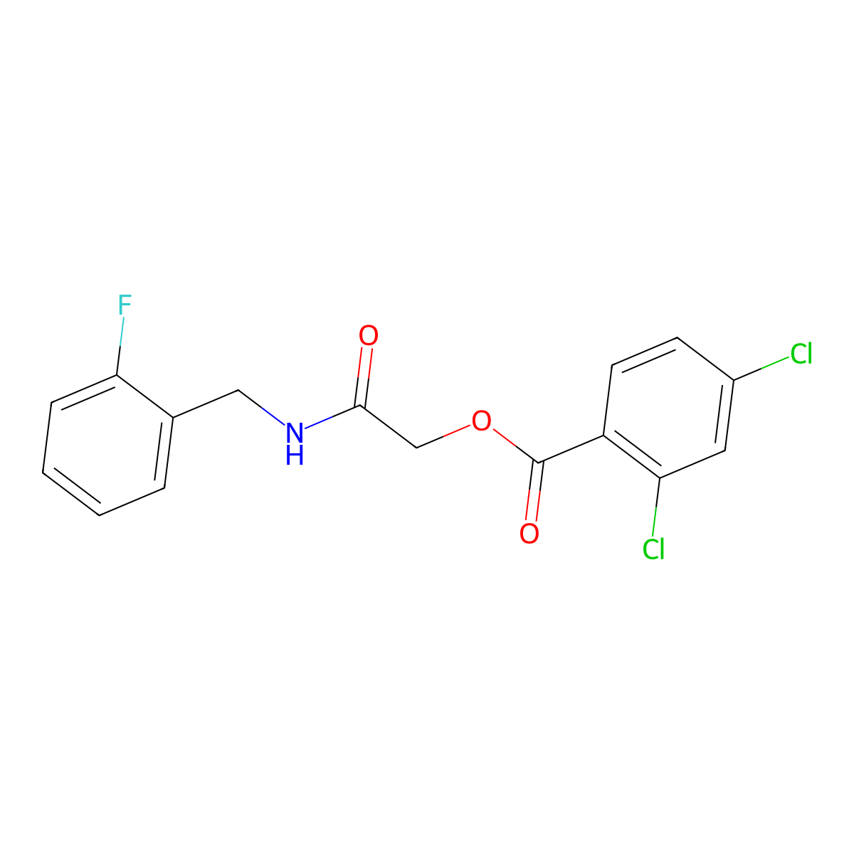 {[(2-Fluorophenyl)methyl]carbamoyl}methyl 2,4-dichlorobenzoate molecular structure, CAS 1014295-34-1
