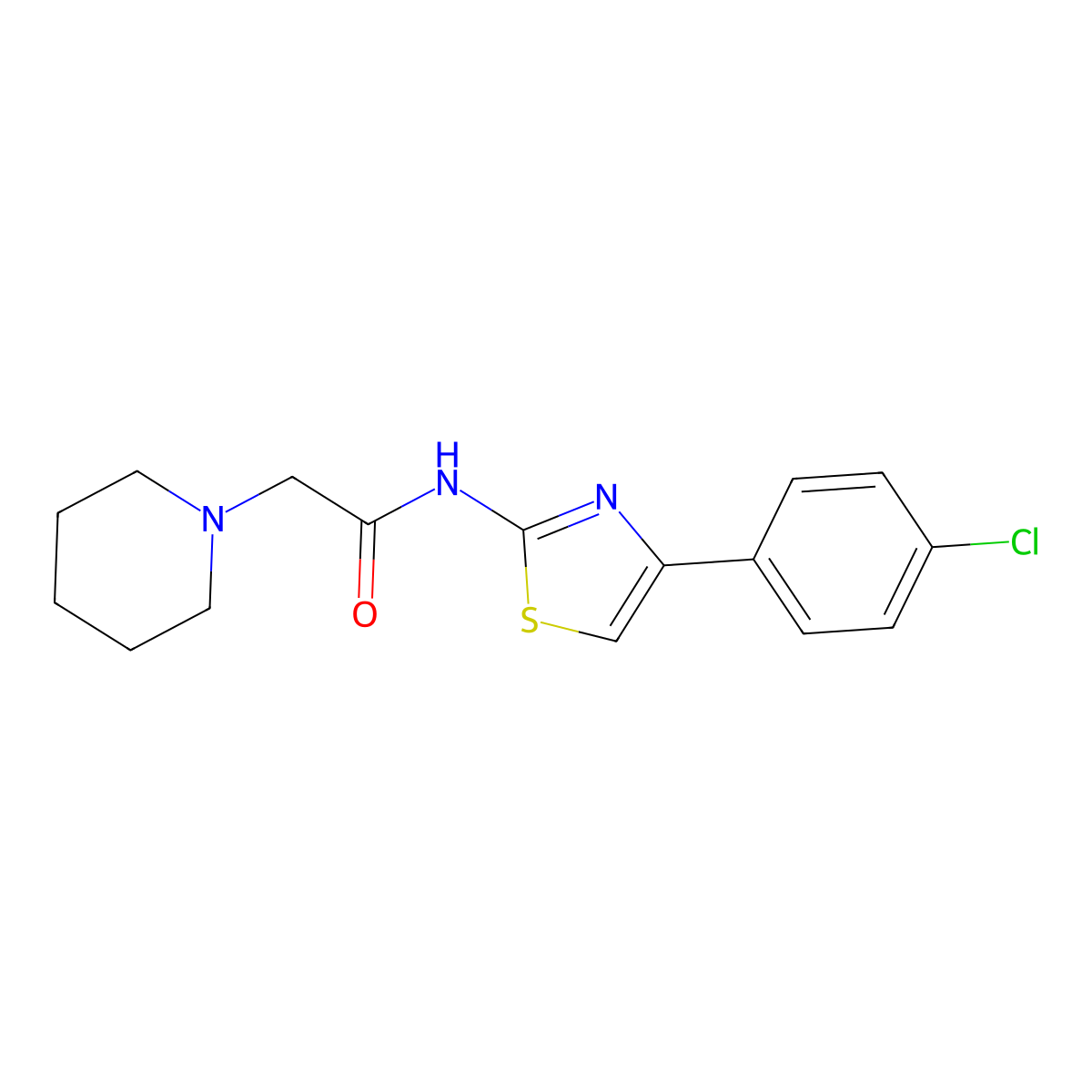 N-[4-(4-chlorophenyl)-1,3-thiazol-2-yl]-2-piperidinoacetamide molecular structure, CAS 101436-55-9