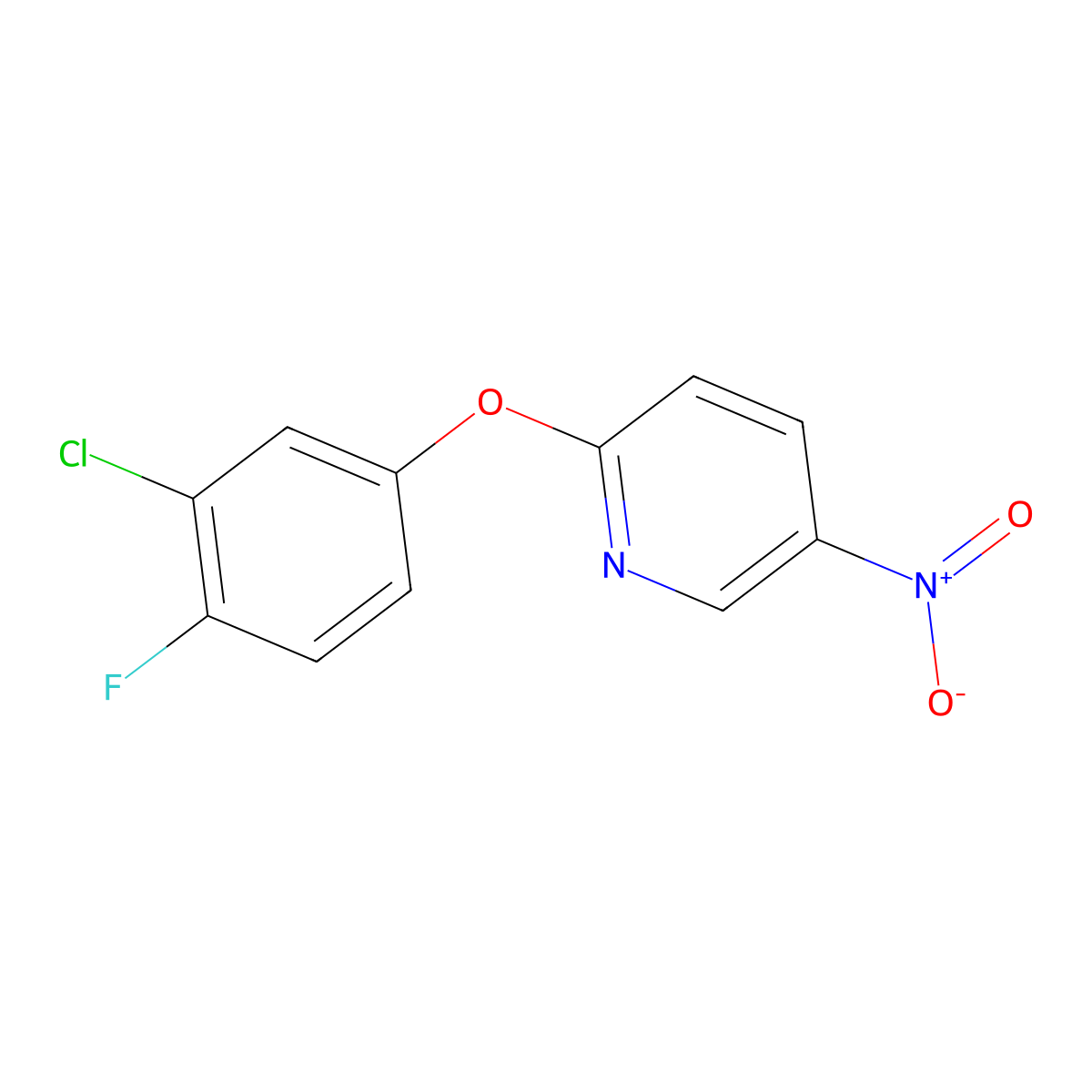 2-(3-Chloro-4-fluorophenoxy)-5-nitropyridine molecular structure, CAS 1014360-34-9