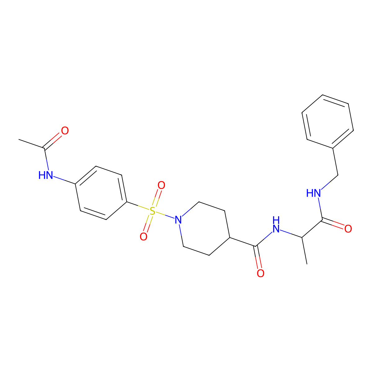1-(4-acetamidophenyl)sulfonyl-N-[(2S)-1-(benzylamino)-1-oxopropan-2-yl]piperidine-4-carboxamide molecular structure, CAS 1014403-98-5