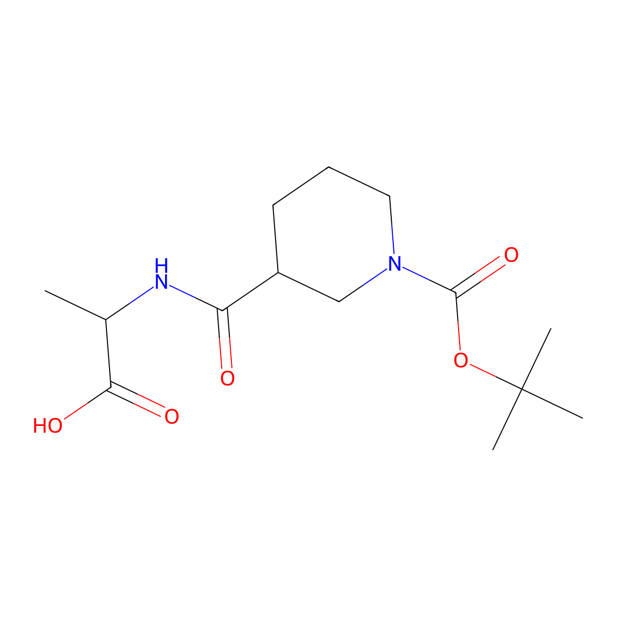 (1-(tert-Butoxycarbonyl)piperidine-3-carbonyl)-L-alanine molecular structure, CAS 1014404-13-7