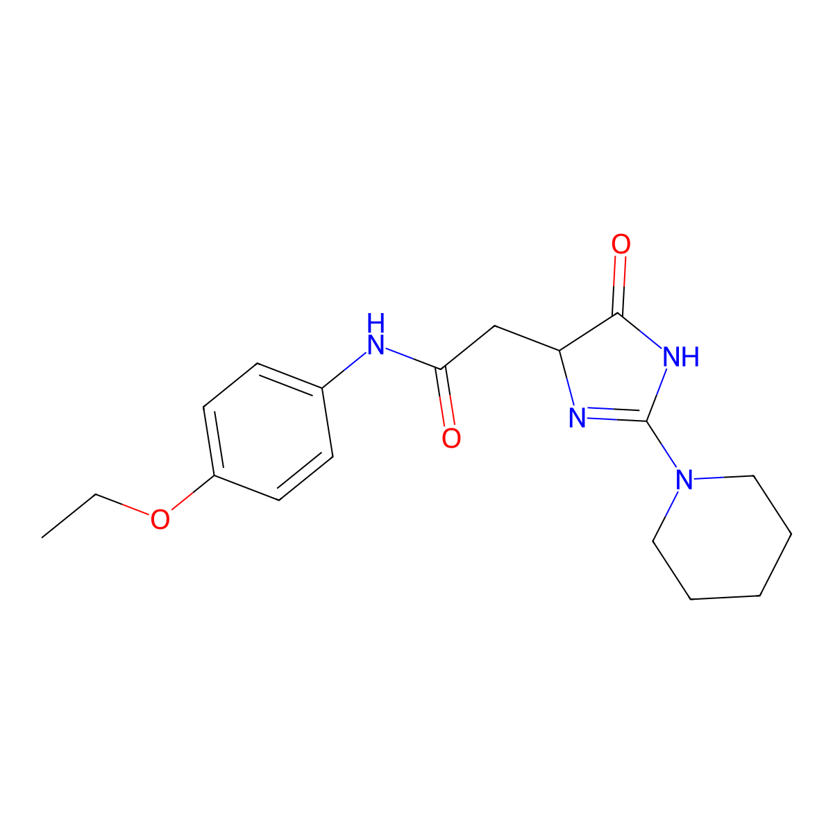 N-(4-ethoxyphenyl)-2-[4-oxo-2-(piperidin-1-yl)-4,5-dihydro-1H-imidazol-5-yl]acetamide molecular structure, CAS 1014404-31-9