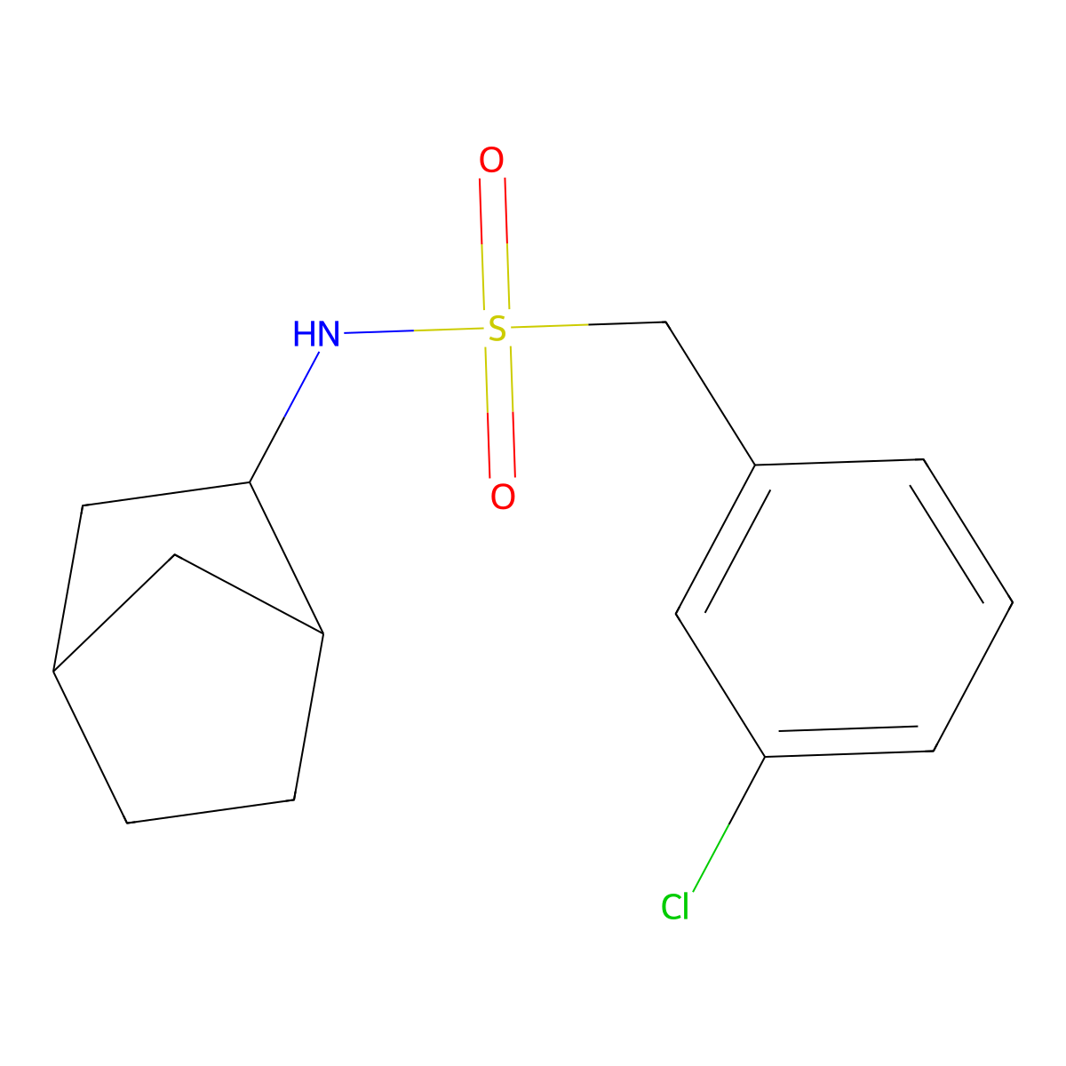 N-(bicyclo[2.2.1]hept-2-yl)-1-(3-chlorophenyl)methanesulfonamide molecular structure, CAS 1014404-47-7