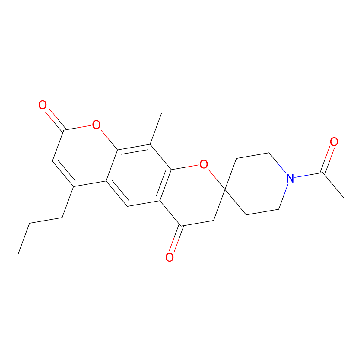 1-acetyl-10'-methyl-6'-propyl-8'H-spiro[piperidine-4,2'-pyrano[3,2-g]chromene]-4',8'(3'H)-dione molecular structure, CAS 1014405-91-4