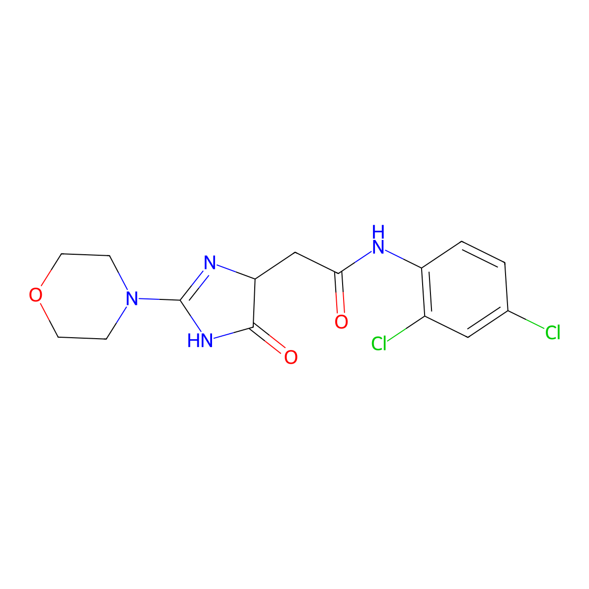 N-(2,4-dichlorophenyl)-2-[2-(morpholin-4-yl)-4-oxo-4,5-dihydro-1H-imidazol-5-yl]acetamide molecular structure, CAS 1014406-78-0
