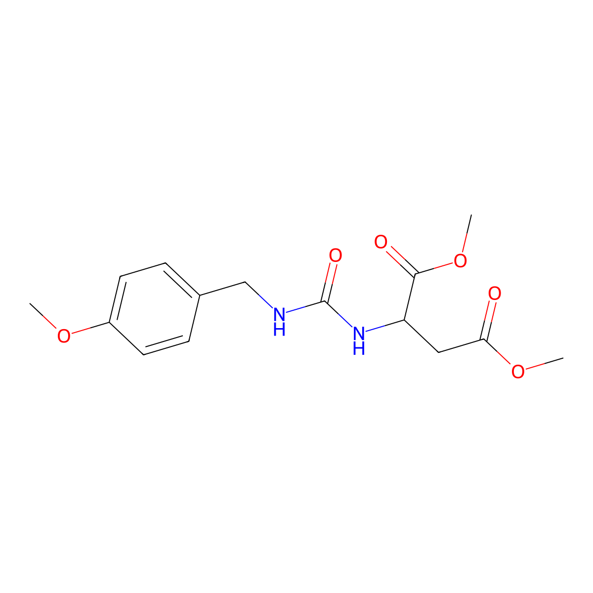 1,4-Dimethyl (2S)-2-({[(4-methoxyphenyl)methyl]carbamoyl}amino)butanedioate molecular structure, CAS 1014409-68-7