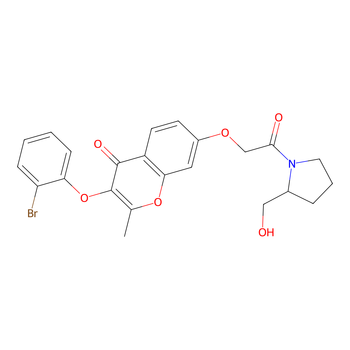 3-(2-bromophenoxy)-7-[2-[(2S)-2-(hydroxymethyl)pyrrolidin-1-yl]-2-oxoethoxy]-2-methylchromen-4-one molecular structure, CAS 1014409-79-0
