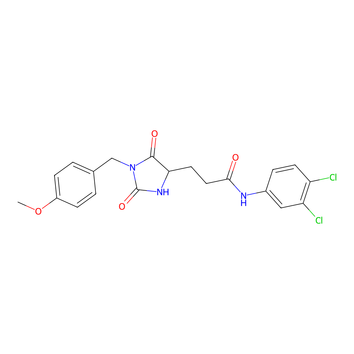 N-(3,4-dichlorophenyl)-3-[(4S)-1-[(4-methoxyphenyl)methyl]-2,5-dioxoimidazolidin-4-yl]propanamide molecular structure, CAS 1014410-80-0