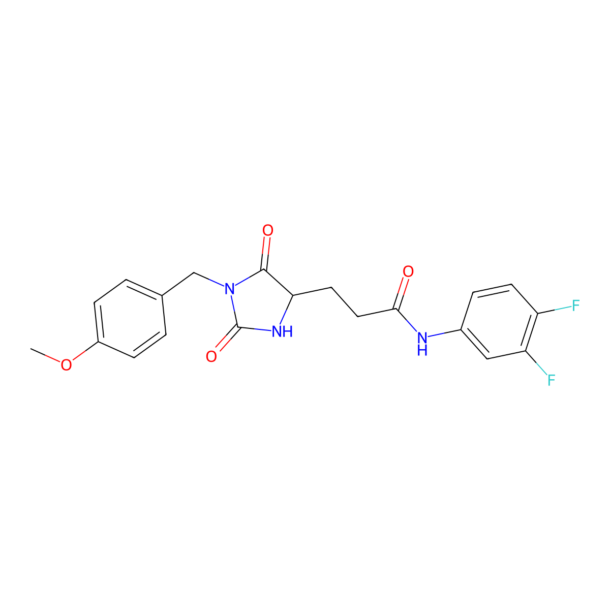 N-(3,4-difluorophenyl)-3-[(4S)-1-[(4-methoxyphenyl)methyl]-2,5-dioxoimidazolidin-4-yl]propanamide molecular structure, CAS 1014410-88-8