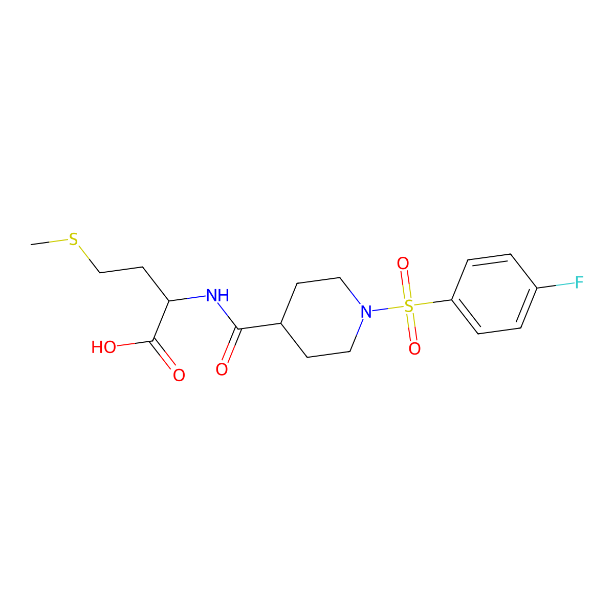 N-({1-[(4-fluorophenyl)sulfonyl]piperidin-4-yl}carbonyl)-L-methionine molecular structure, CAS 1014412-10-2