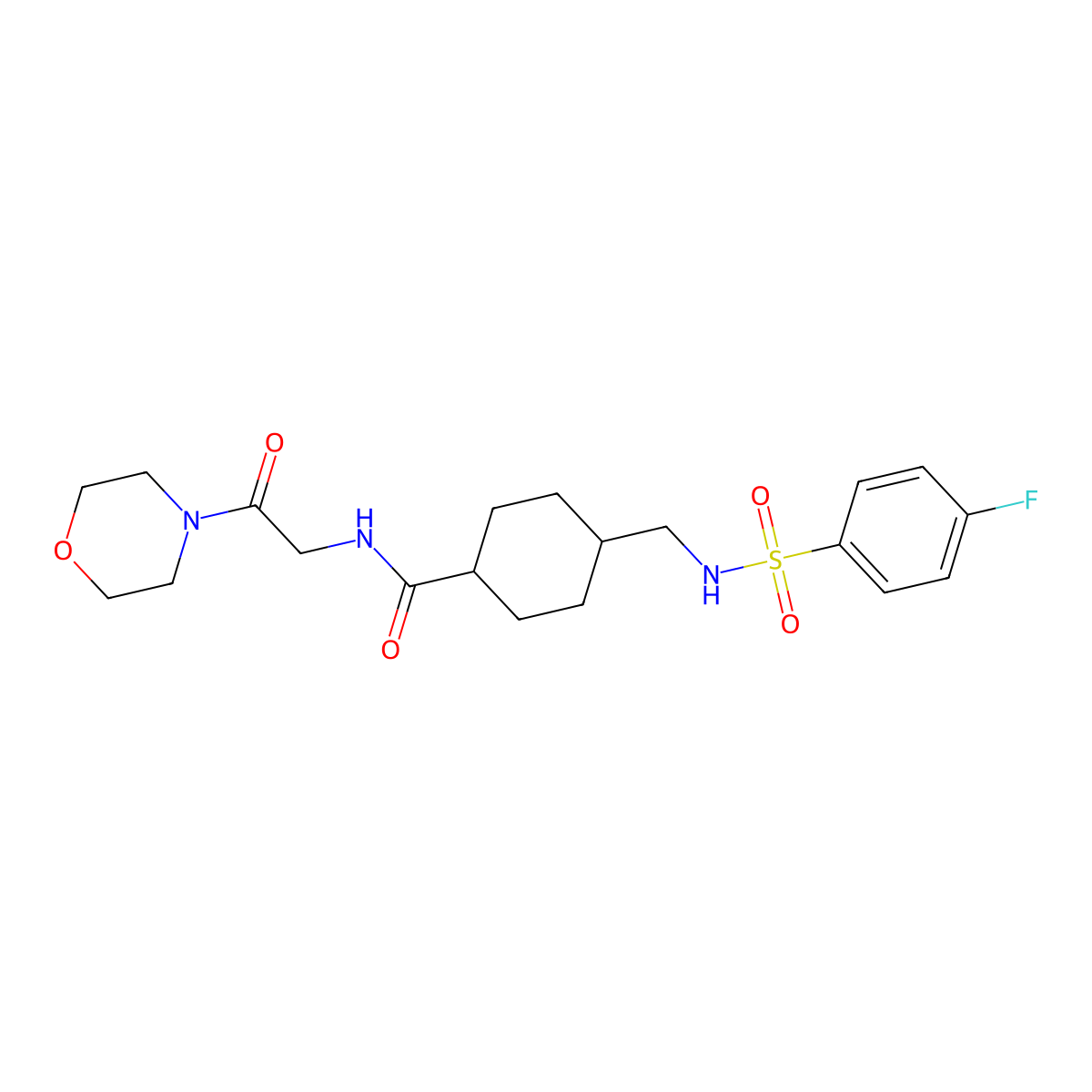 trans-4-({[(4-fluorophenyl)sulfonyl]amino}methyl)-N-[2-(morpholin-4-yl)-2-oxoethyl]cyclohexanecarboxamide molecular structure, CAS 1014412-23-7