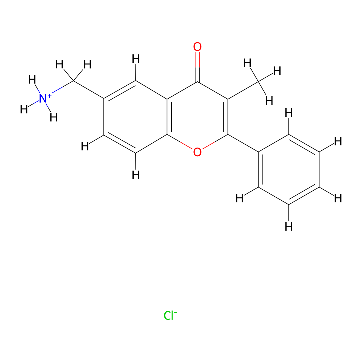 6-(Aminomethyl)-3-methyl-2-phenyl-4H-1-benzopyran-4-one--hydrogen chloride (1/1) molecular structure, CAS 101442-02-8
