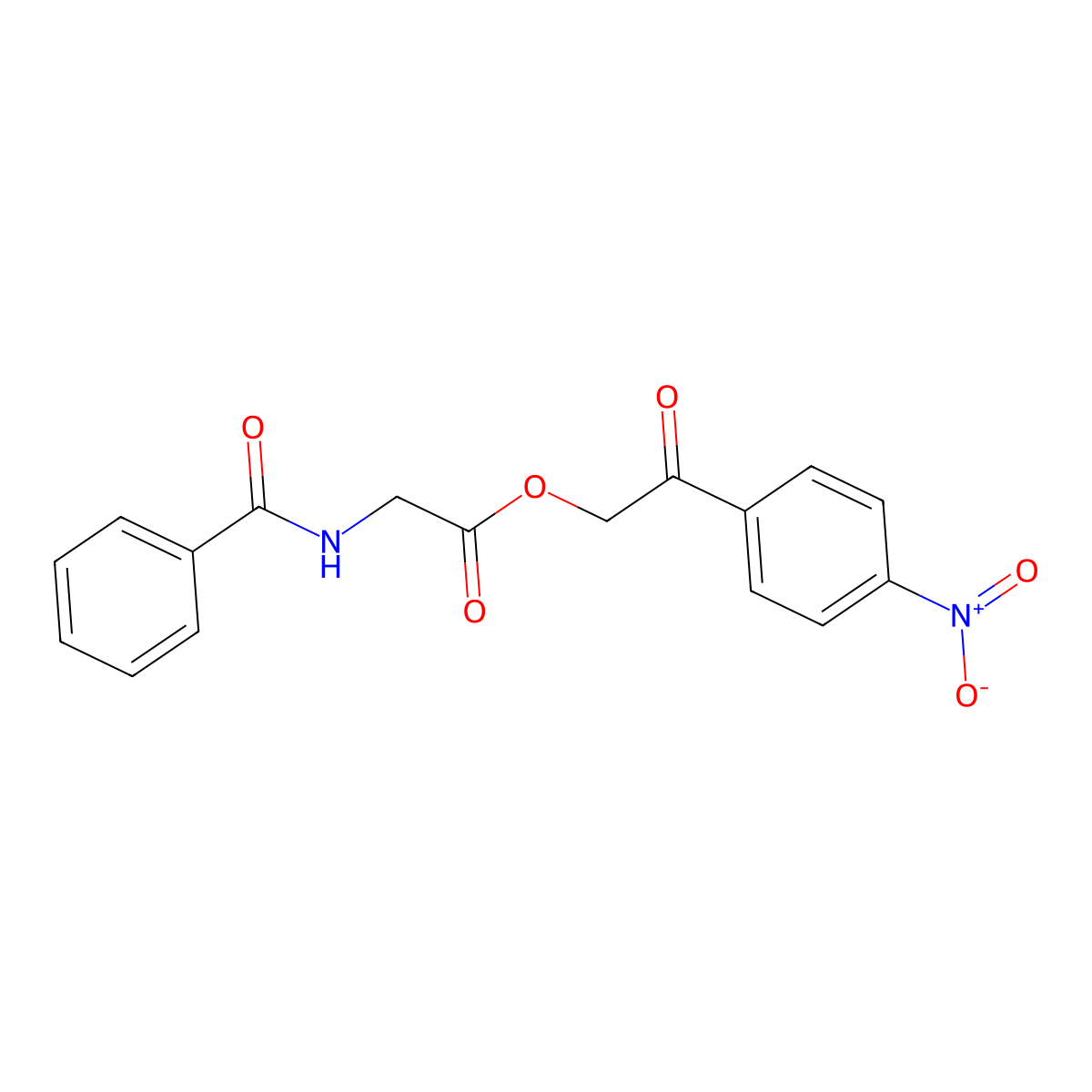 2-(4-nitrophenyl)-2-oxoethyl N-(phenylcarbonyl)glycinate molecular structure, CAS 101445-13-0