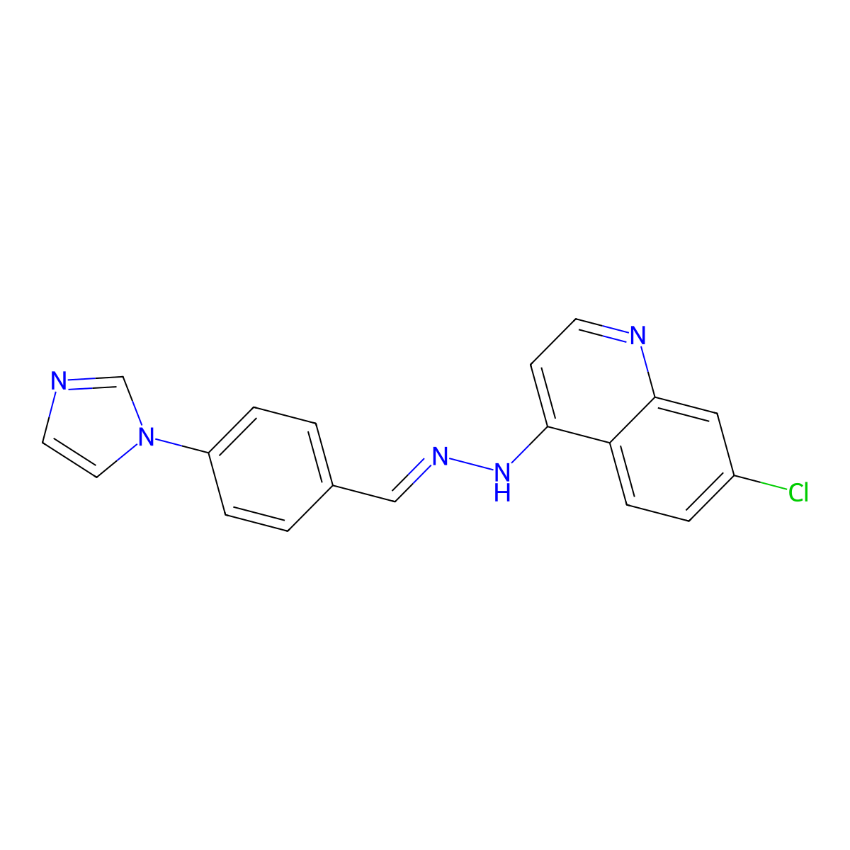 7-Chloro-4-(2-{[4-(1h-imidazol-1-yl)phenyl]methylidene}hydrazin-1-yl)quinoline molecular structure, CAS 1014507-24-4
