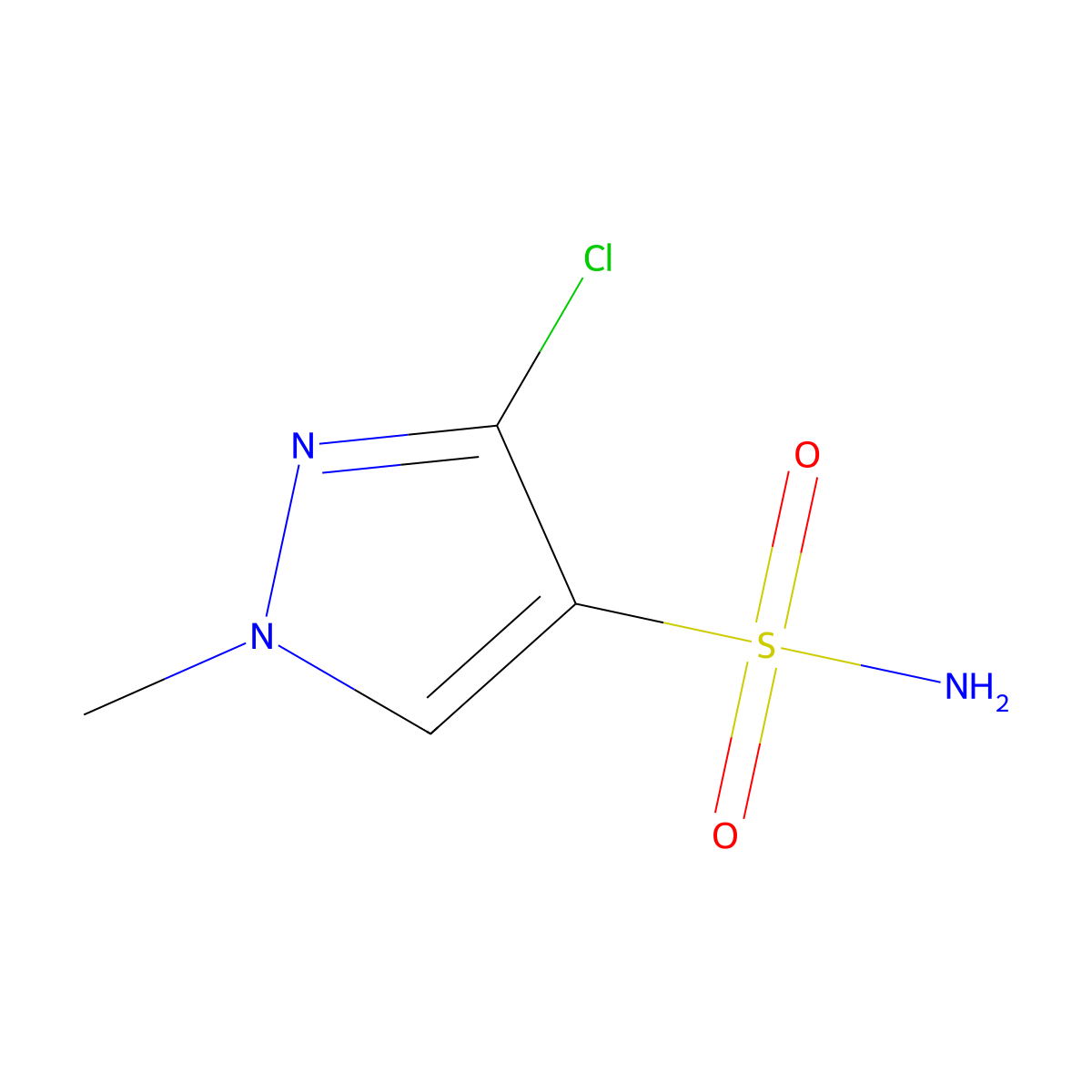 3-Chloro-1-methyl-1H-pyrazole-4-sulfonamide molecular structure, CAS 101457-06-1