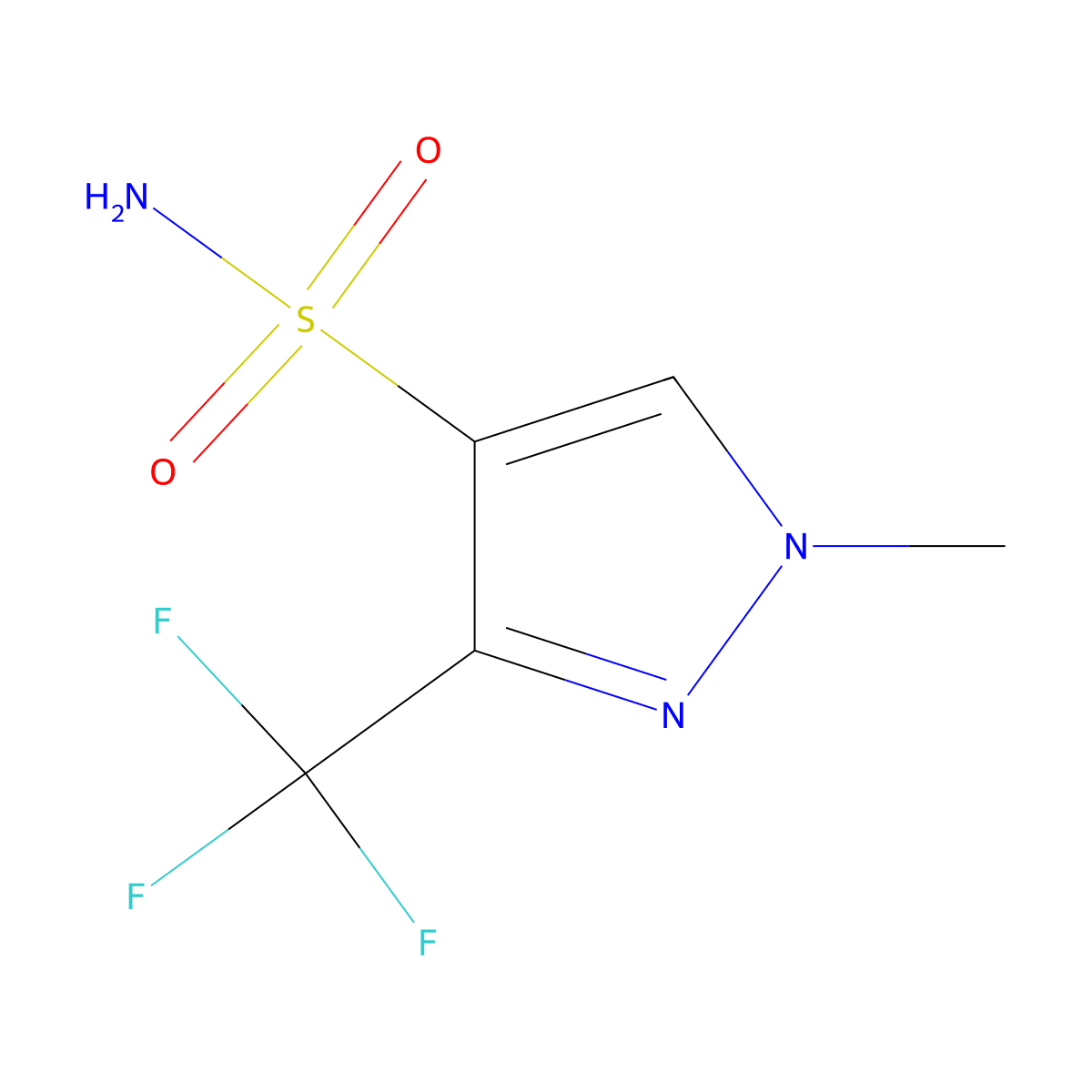 1-methyl-3-(trifluoromethyl)-1H-pyrazole-4-sulfonamide molecular structure, CAS 101457-07-2