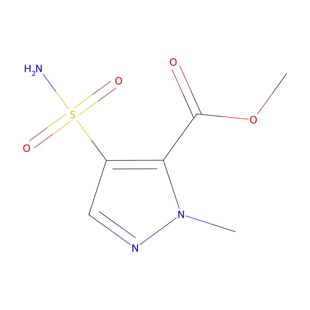 methyl 1-methyl-4-sulfamoyl-1H-pyrazole-5-carboxylate molecular structure, CAS 101457-10-7