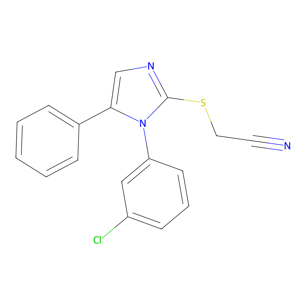 2-{[1-(3-chlorophenyl)-5-phenyl-1H-imidazol-2-yl]sulfanyl}acetonitrile molecular structure, CAS 1014571-03-9