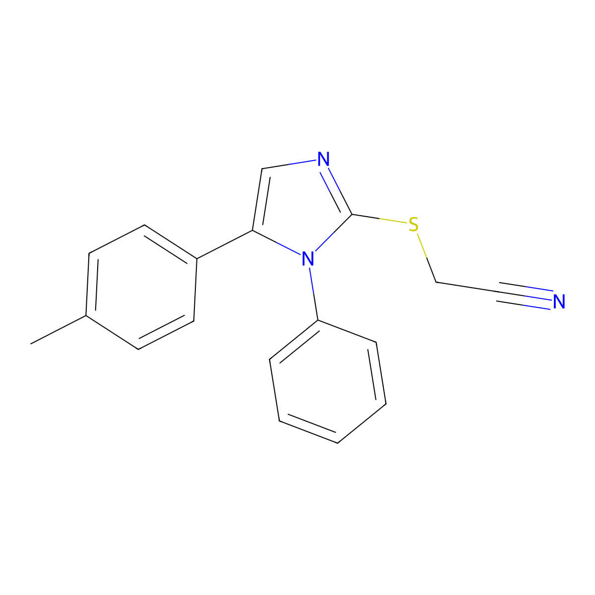 2-{[5-(4-methylphenyl)-1-phenyl-1H-imidazol-2-yl]sulfanyl}acetonitrile molecular structure, CAS 1014571-91-5