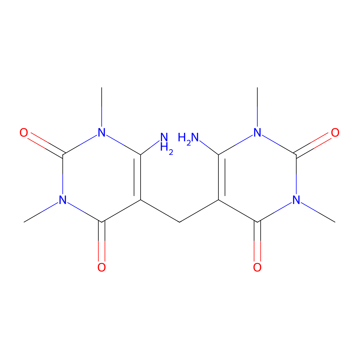 5,5'-Methylenebis(6-amino-1,3-dimethylpyrimidine-2,4(1H,3H)-dione) molecular structure, CAS 10146-98-2