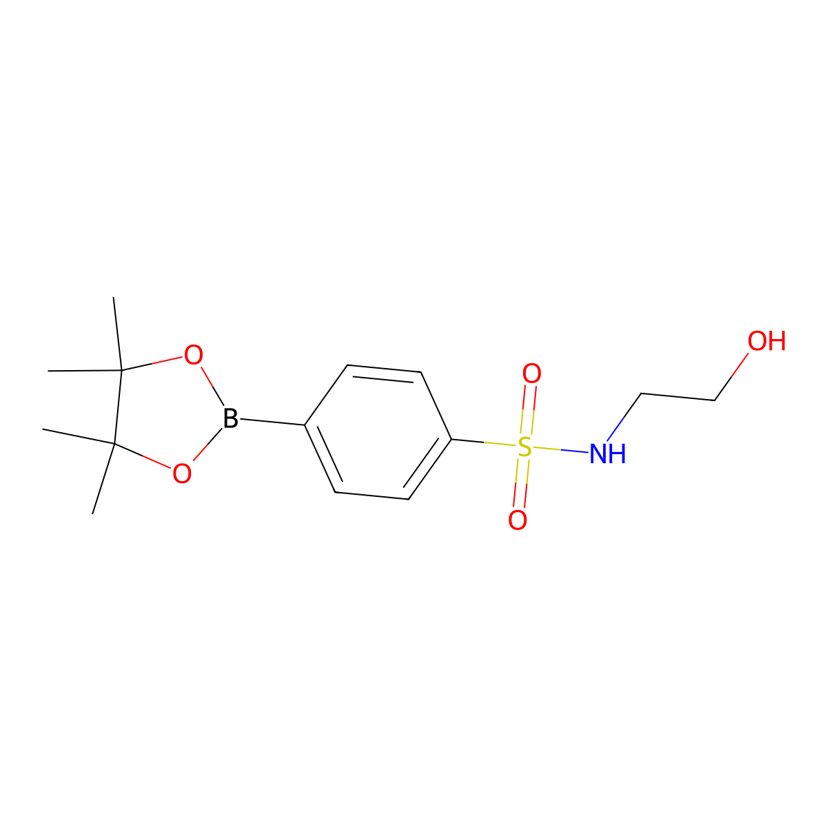 N-(2-hydroxyethyl)-4-(4,4,5,5-tetramethyl-1,3,2-dioxaborolan-2-yl)benzenesulfonamide molecular structure, CAS 1014613-40-1