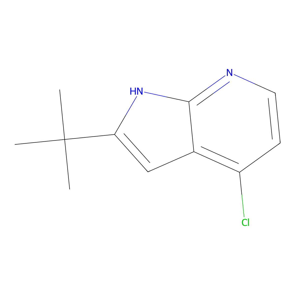 2-(tert-Butyl)-4-chloro-1H-pyrrolo[2,3-b]pyridine molecular structure, CAS 1014613-42-3