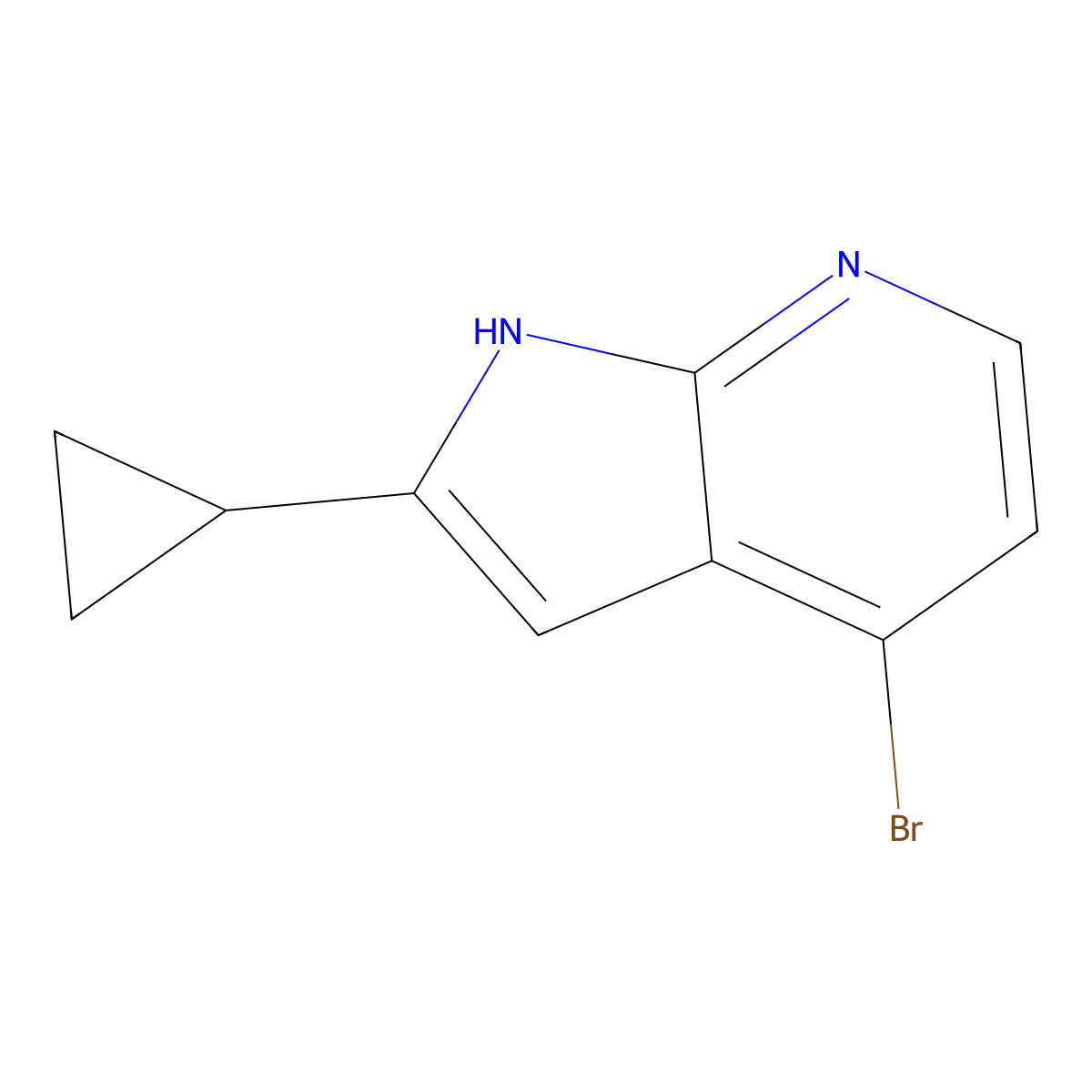 4-Bromo-2-cyclopropyl-1H-pyrrolo[2,3-b]pyridine molecular structure, CAS 1014614-11-9