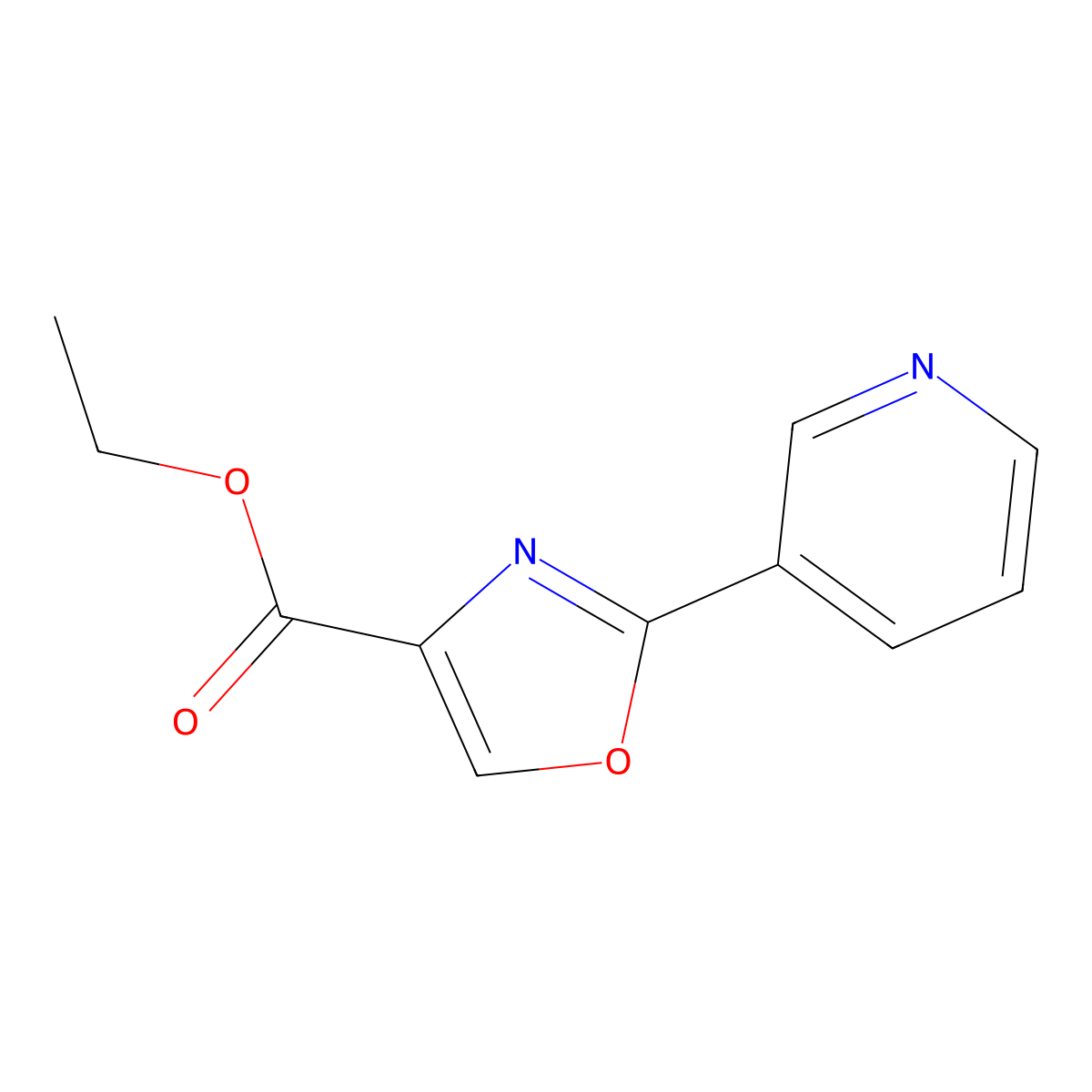 Ethyl 2-(3-pyridinyl)-4-oxazolecarboxylate molecular structure, CAS 1014630-47-7