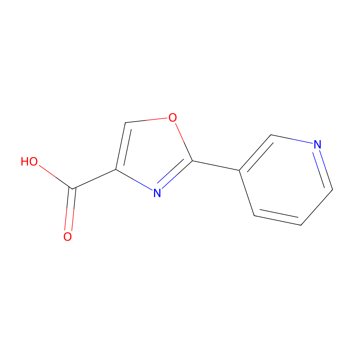 2-(Pyridin-3-yl)-1,3-oxazole-4-carboxylic acid molecular structure, CAS 1014630-48-8