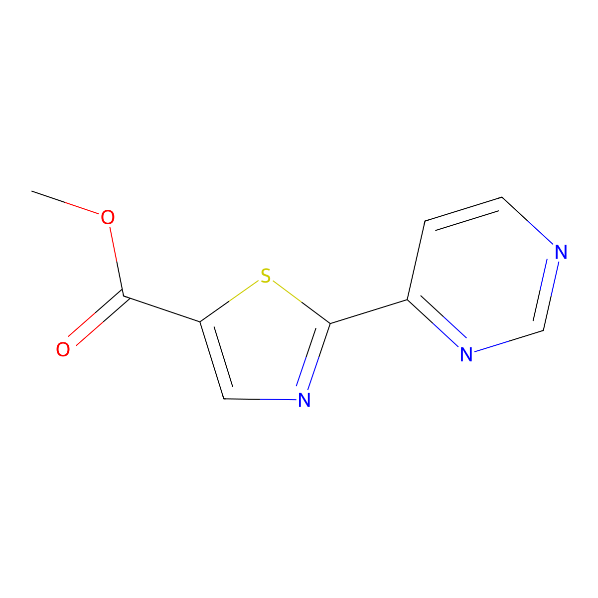 Methyl 2-(4-pyrimidinyl)-5-thiazolecarboxylate molecular structure, CAS 1014630-85-3