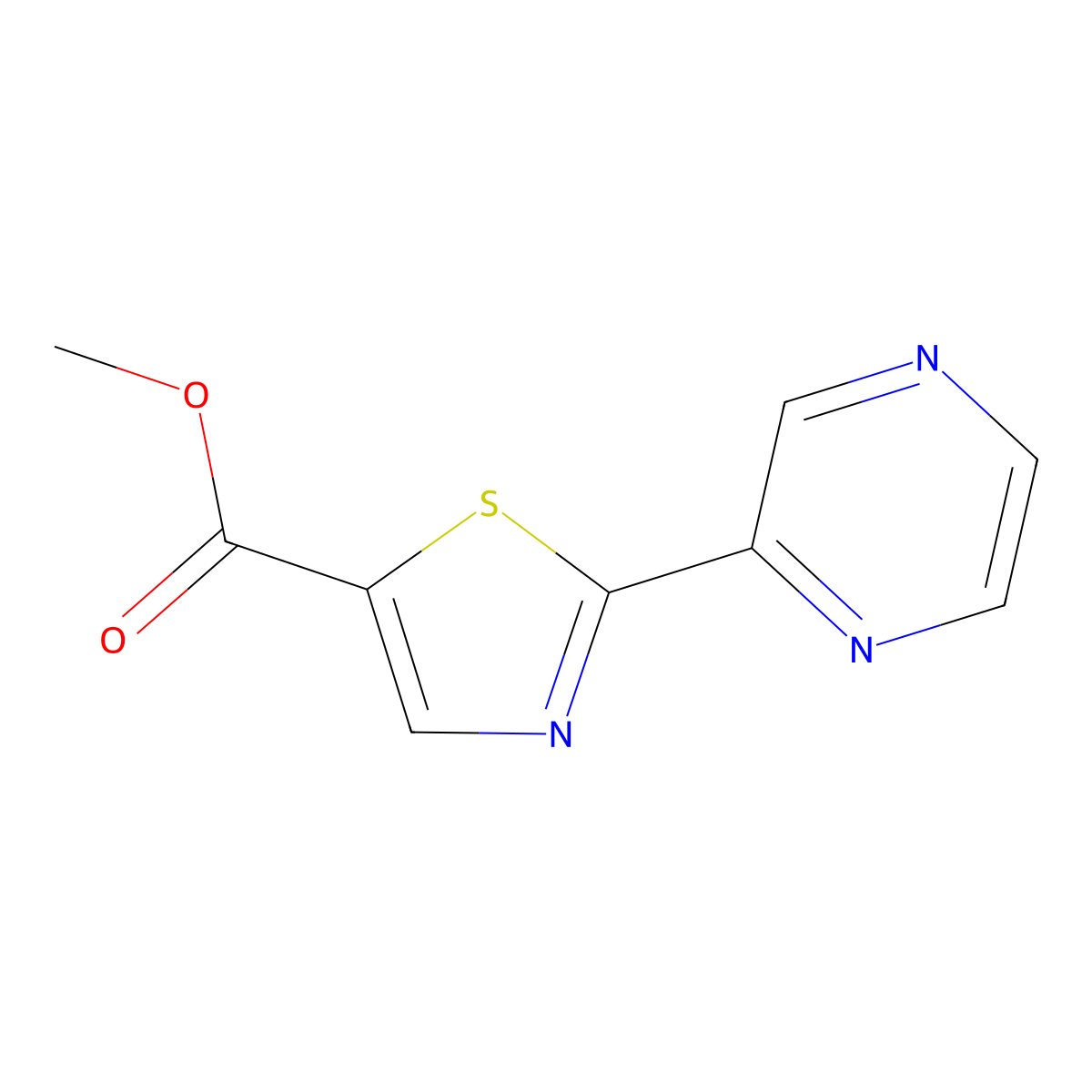 Methyl 2-(2-pyrazinyl)-5-thiazolecarboxylate molecular structure, CAS 1014630-93-3