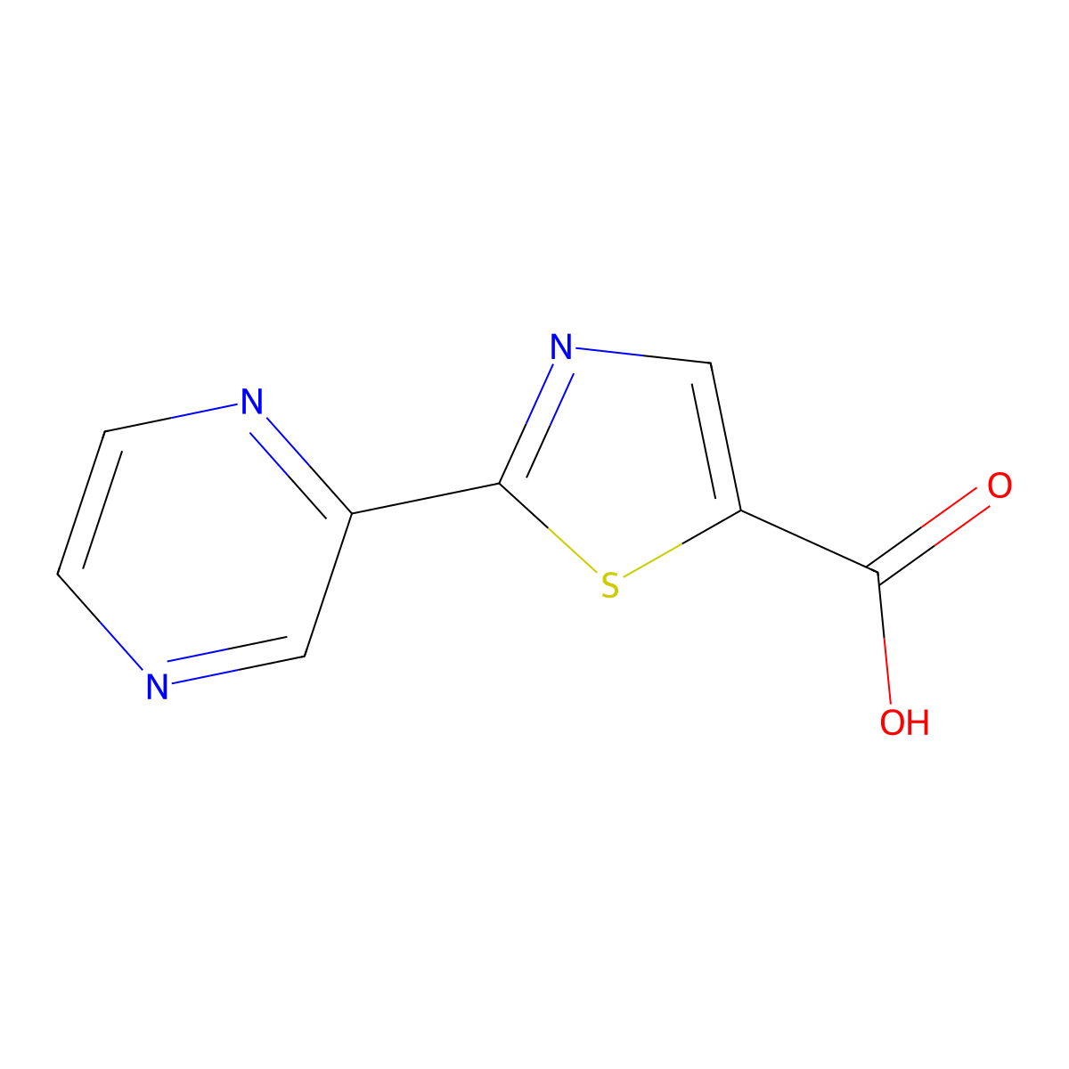 2-(Pyrazin-2-yl)-1,3-thiazole-5-carboxylic acid molecular structure, CAS 1014630-94-4