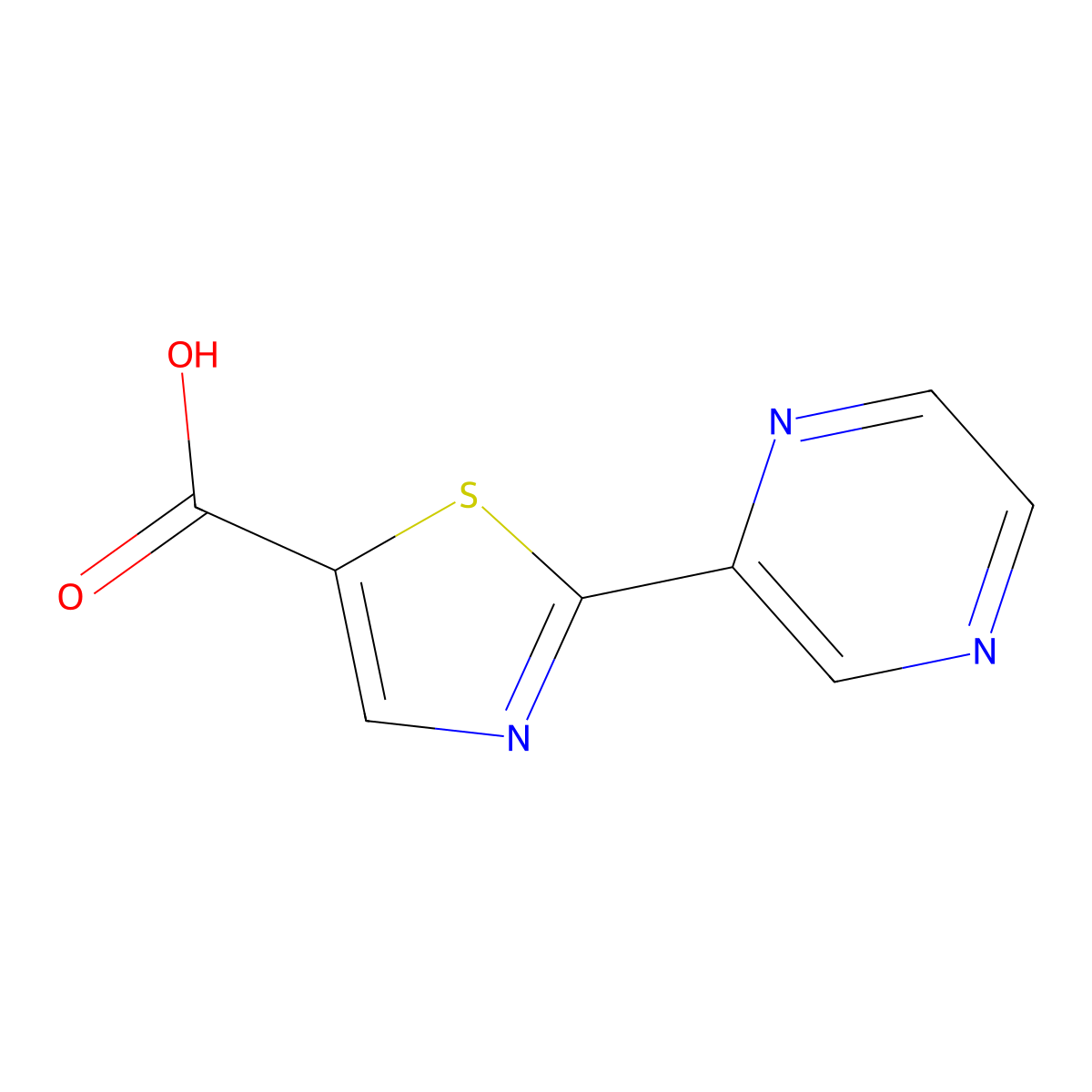 2-(Pyrazin-2-yl)-1,3-thiazole-5-carboxylic acid molecular structure, CAS 1014630-94-4