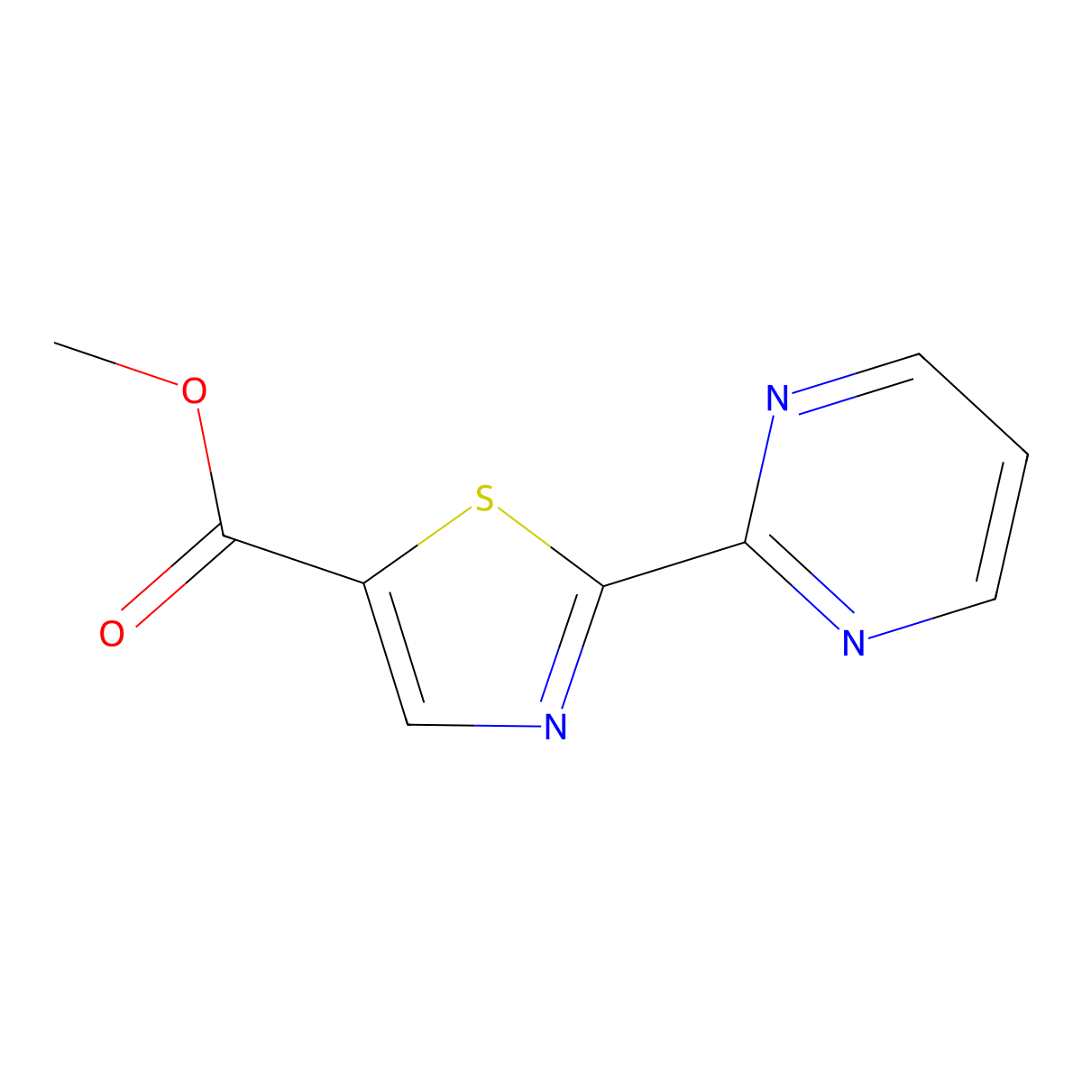 Methyl 2-(2-pyrimidinyl)-5-thiazolecarboxylate molecular structure, CAS 1014630-97-7