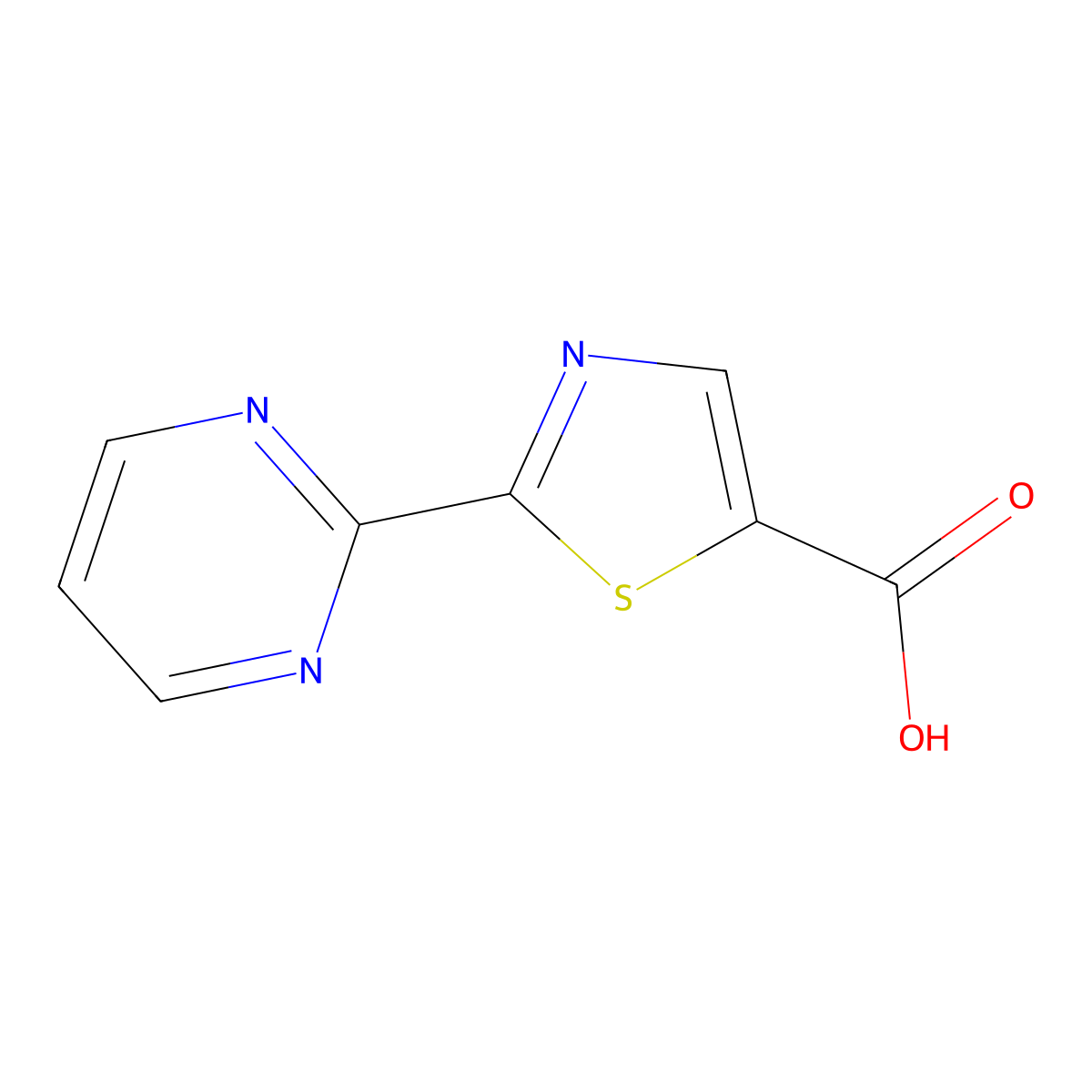 2-(Pyrimidin-2-yl)-1,3-thiazole-5-carboxylic acid molecular structure, CAS 1014630-98-8