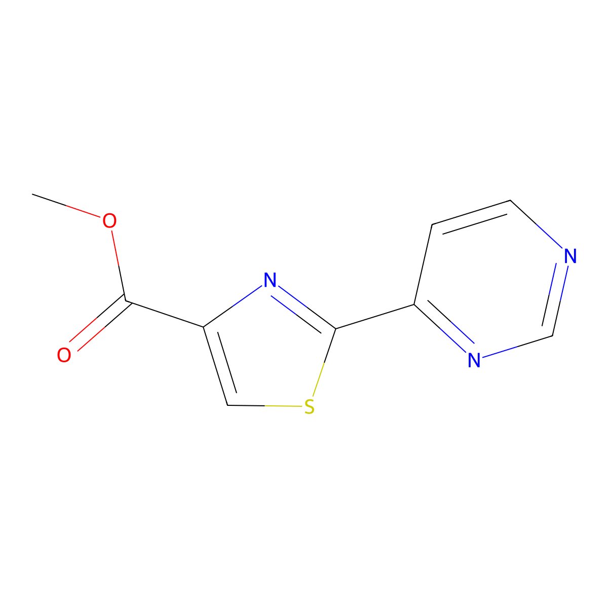 Methyl 2-(4-pyrimidinyl)-4-thiazolecarboxylate molecular structure, CAS 1014631-15-2