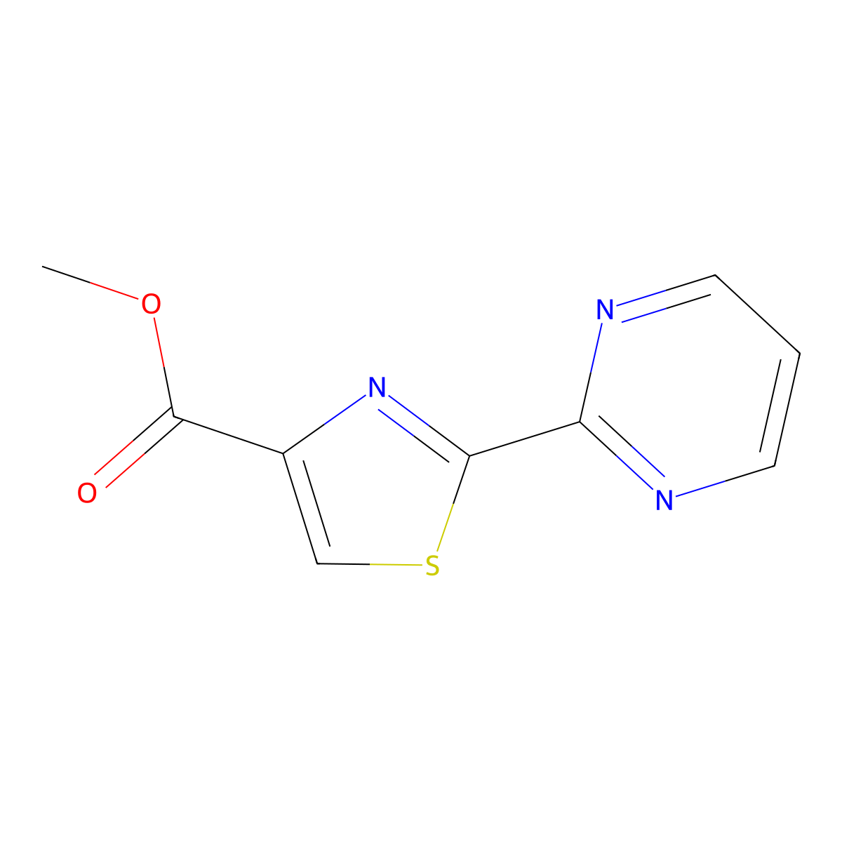 Methyl 2-pyrimidin-2-yl-1,3-thiazole-4-carboxylate molecular structure, CAS 1014631-25-4