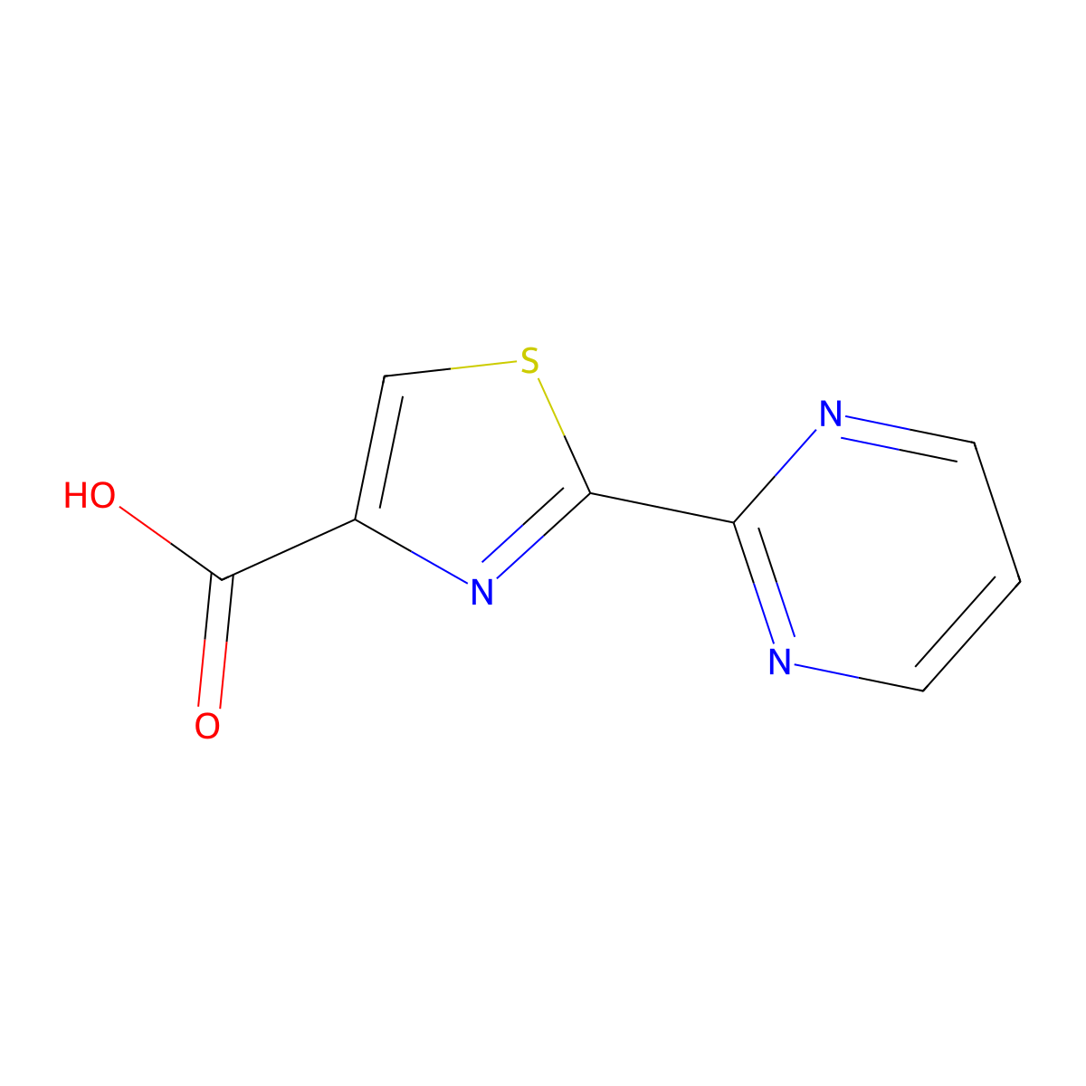 2-(Pyrimidin-2-yl)-1,3-thiazole-4-carboxylic acid molecular structure, CAS 1014631-26-5