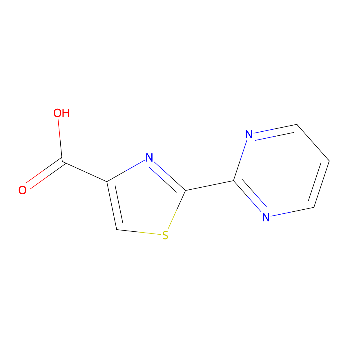 2-(Pyrimidin-2-yl)-1,3-thiazole-4-carboxylic acid molecular structure, CAS 1014631-26-5