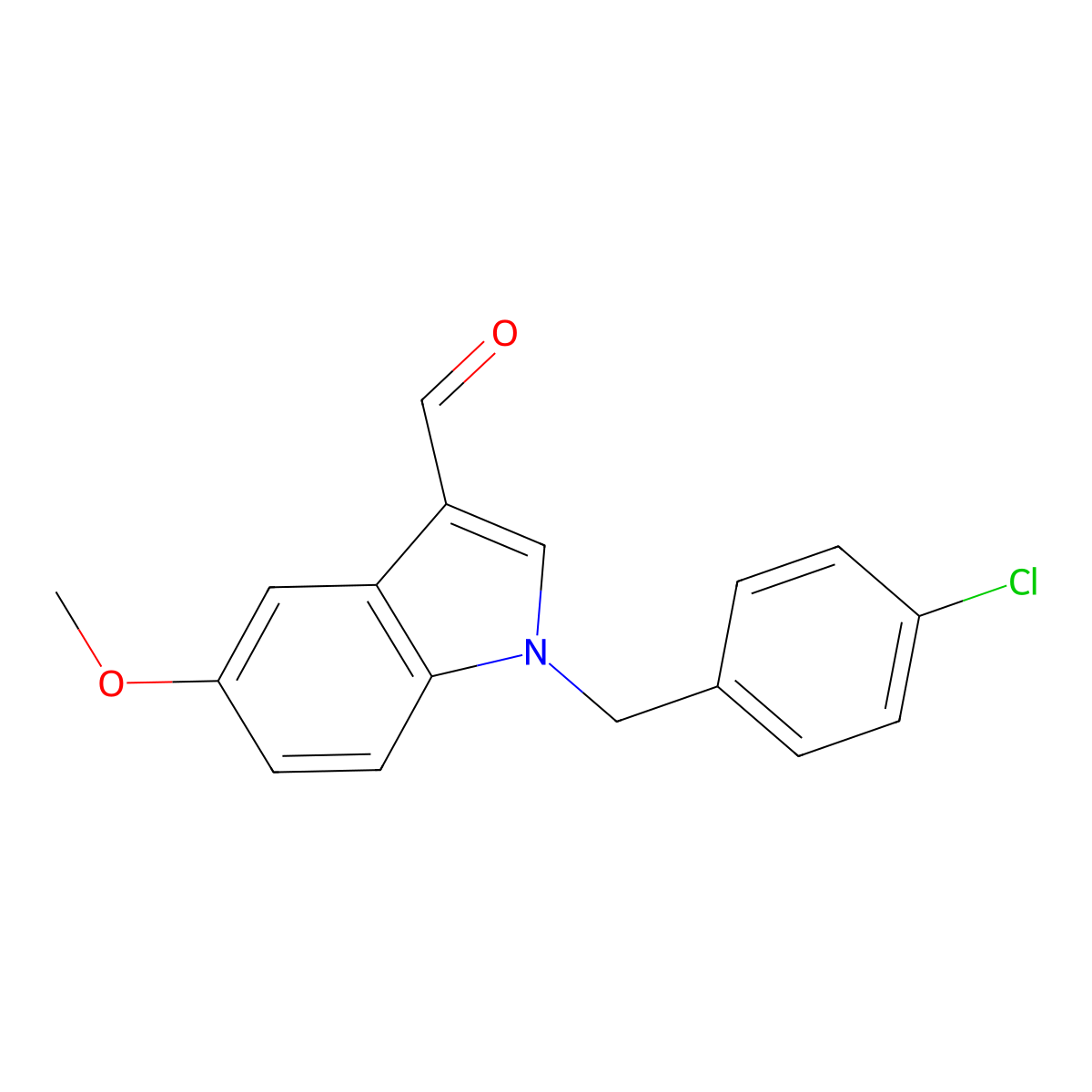 1-(4-chlorobenzyl)-5-methoxy-1H-indole-3-carbaldehyde molecular structure, CAS 1014631-32-3