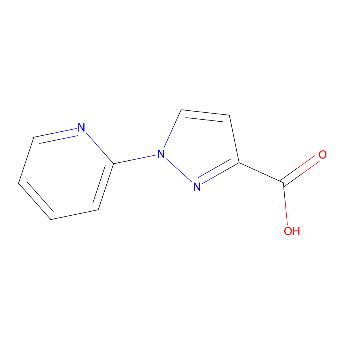 1-(Pyridin-2-yl)-1H-pyrazole-3-carboxylic acid molecular structure, CAS 1014631-58-3
