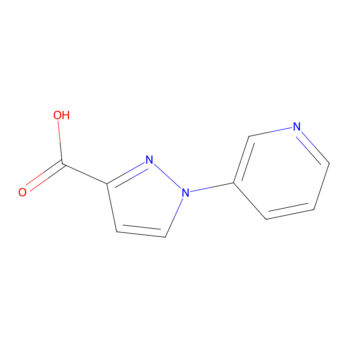 1-(pyridin-3-yl)-1H-pyrazole-3-carboxylic acid molecular structure, CAS 1014631-62-9