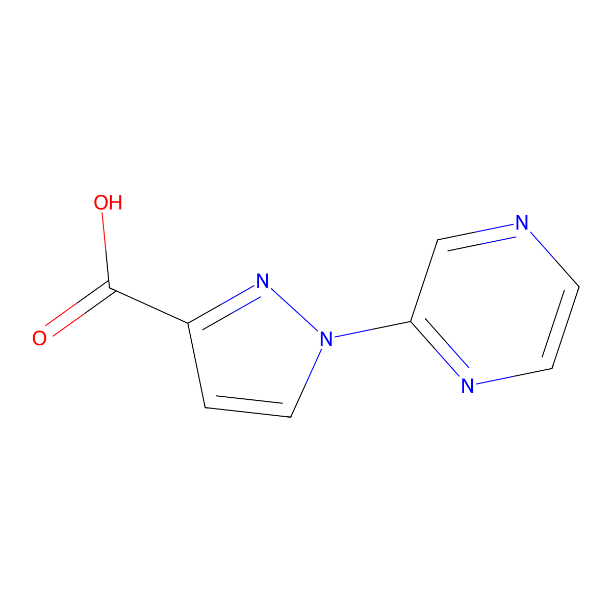 1-(Pyrazin-2-yl)-1H-pyrazole-3-carboxylic acid molecular structure, CAS 1014631-75-4